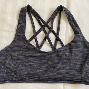 Lululemon sports bra. Size 10. Grey and white stripe.